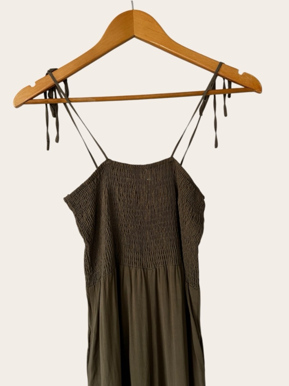 Urban Outfitters Olive Smocked Tie-Strap Jumpsuit - Picture 11 of 14